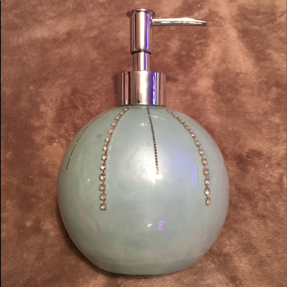 Soap or lotion dispenser. Blue with rhinestone detail. - Picture 1 of 9